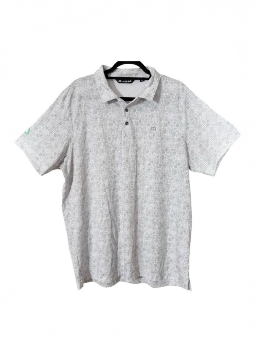 Travis Mathew Cozumel Gray White Pima Cotton Blend ‎ Performance Polo Shirt XXL